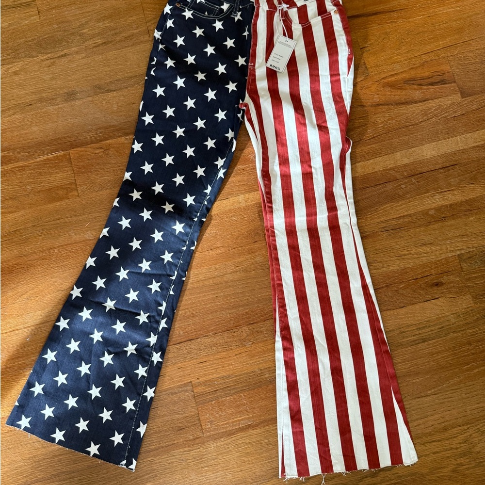 Judy Blue High Rise Americana Stars & Stripes Jeans - Navy, Red, White